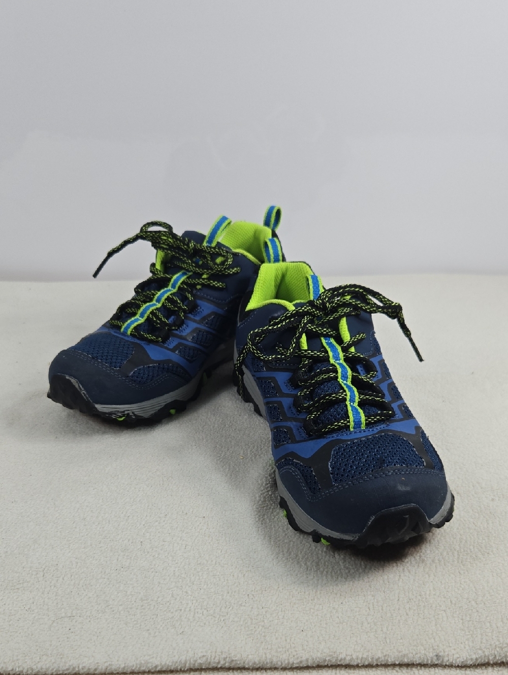 Ladies Merrel Navy and Lime Green Athletic Sneakers